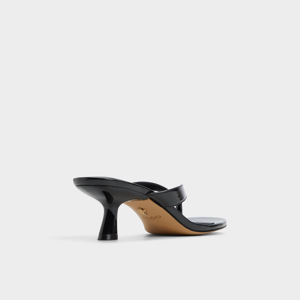 Jump Black Women's Strappy sandals - Heeled flip flop Kitten heel
