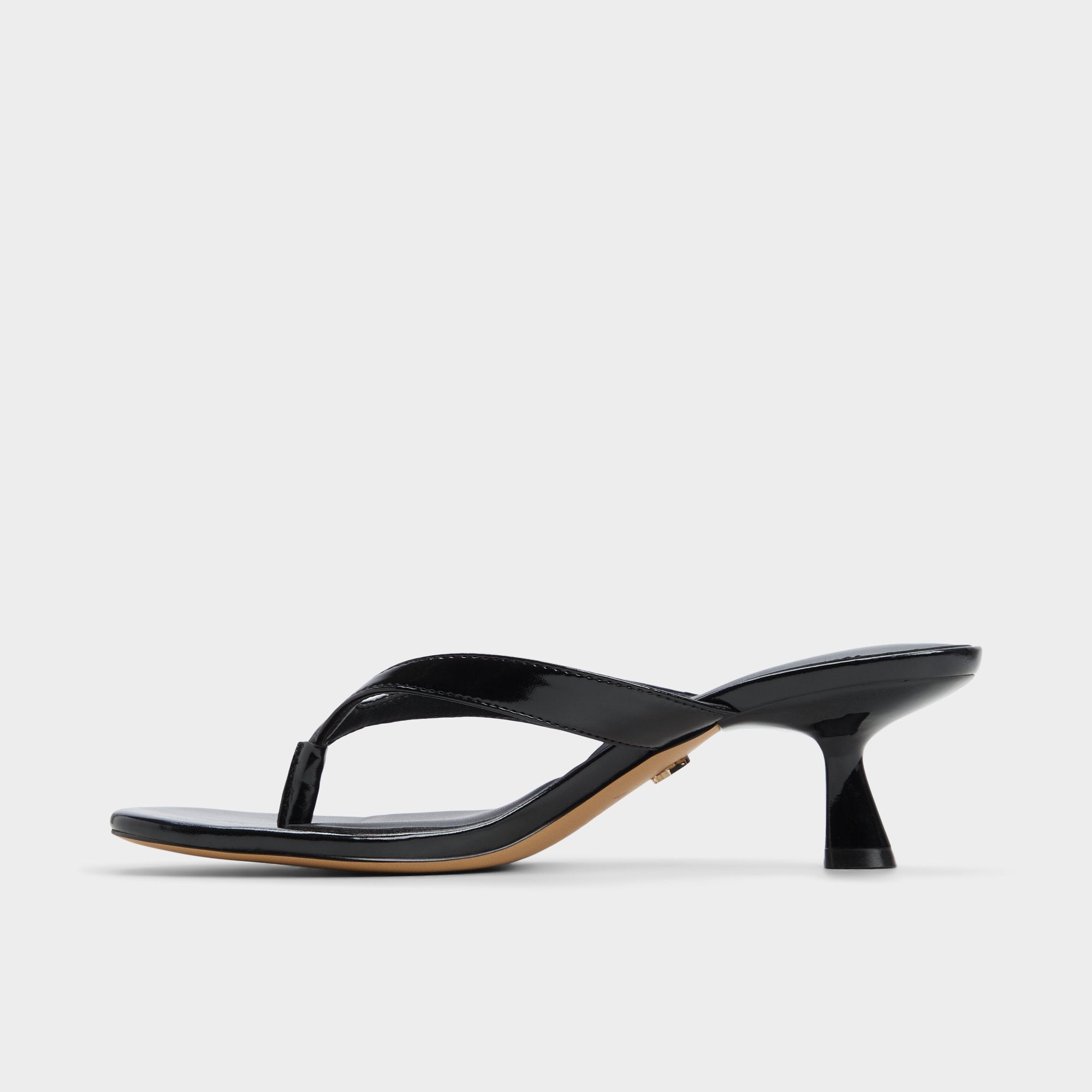 Jump Black Women's Strappy sandals - Heeled flip flop Kitten heel