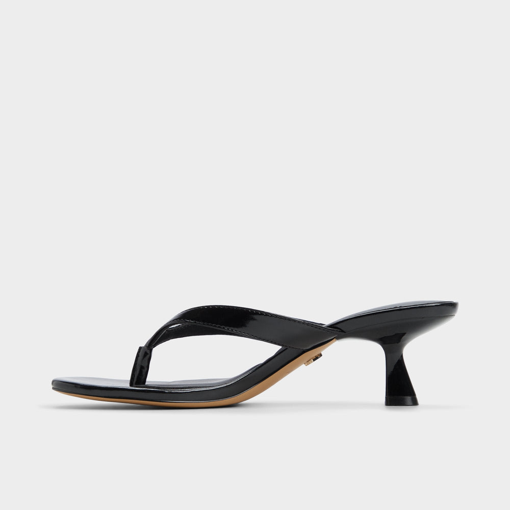 Jump Black Women's Strappy sandals - Heeled flip flop Kitten heel