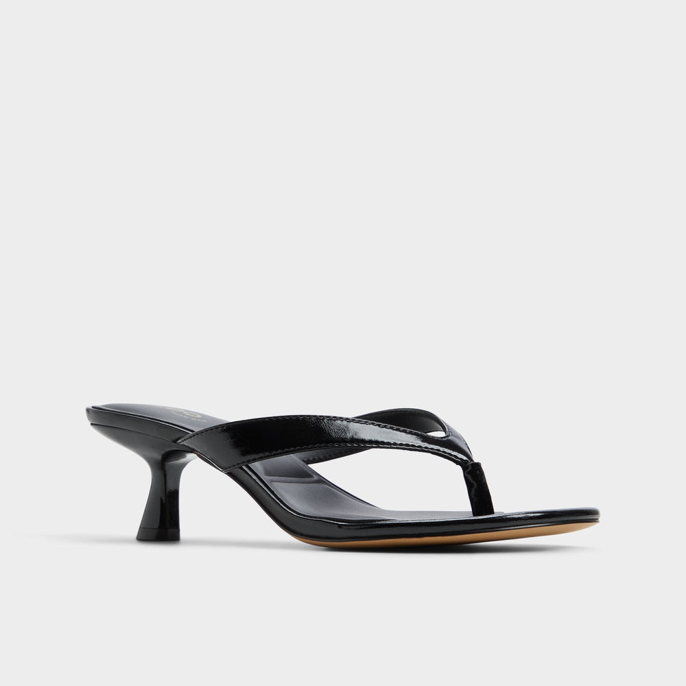 Jump Black Women's Strappy sandals - Heeled flip flop Kitten heel