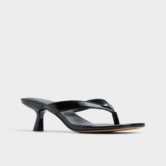 Jump Black Women's Strappy sandals - Heeled flip flop Kitten heel