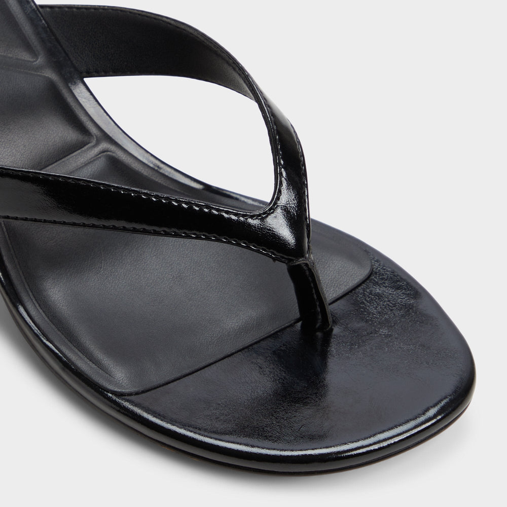 Jump Black Women's Strappy sandals - Heeled flip flop Kitten heel