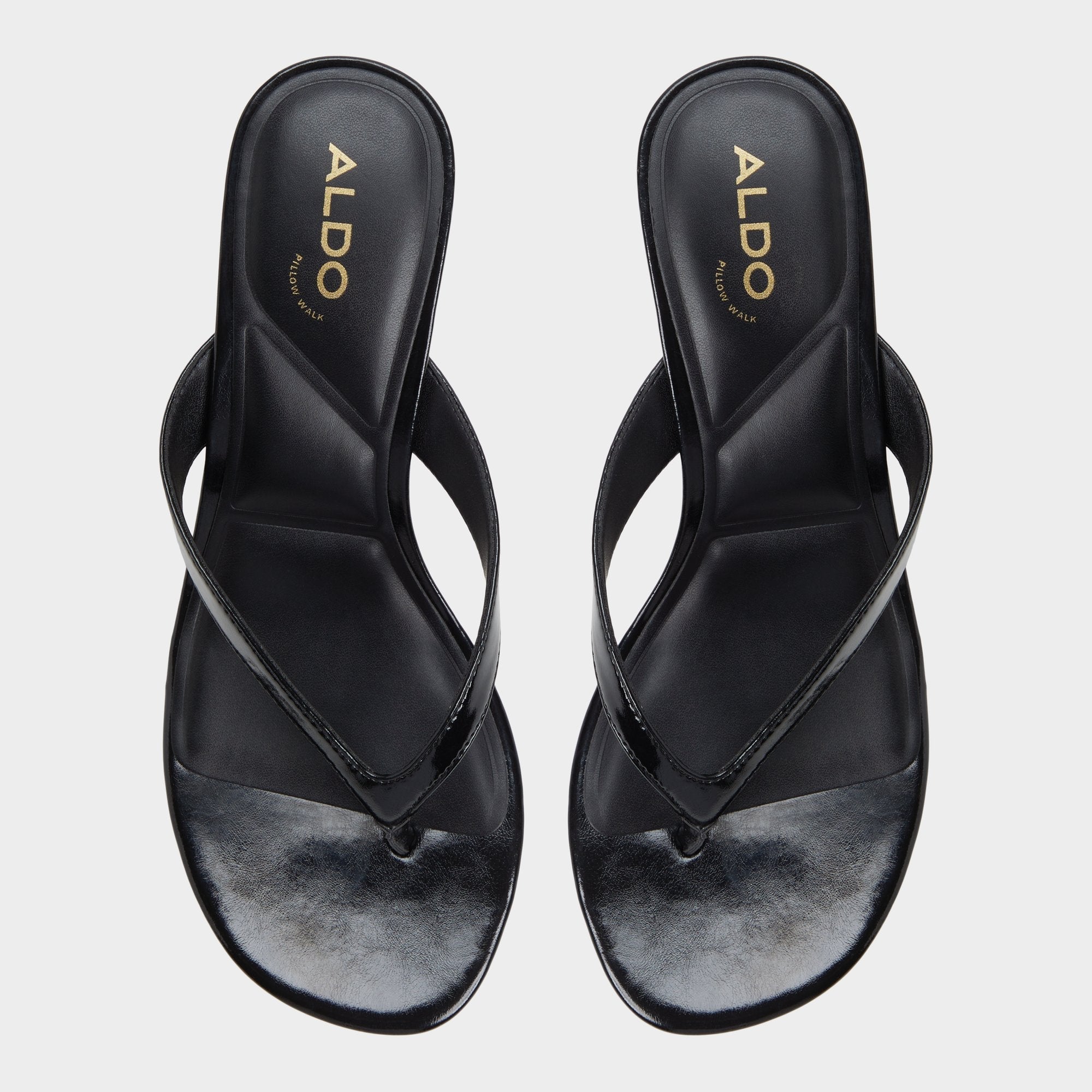 Jump Black Women's Strappy sandals - Heeled flip flop Kitten heel