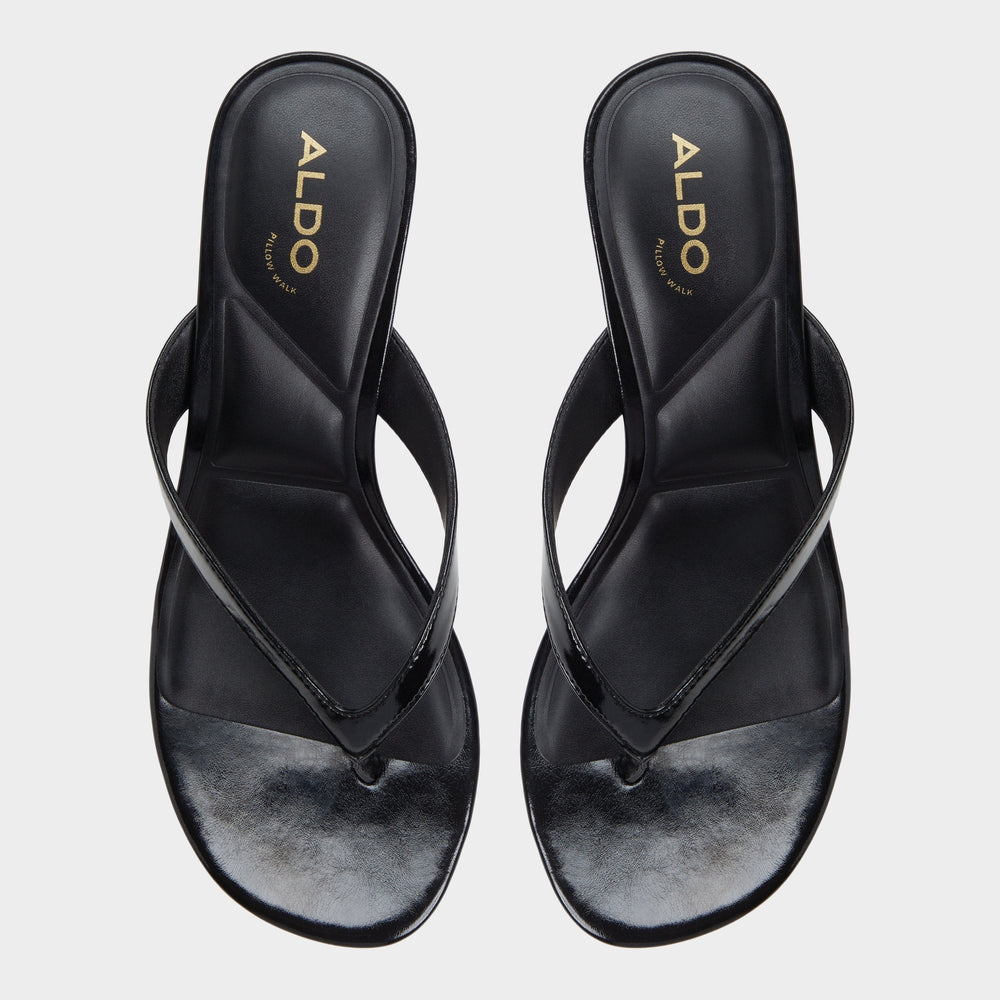 Jump Black Women's Strappy sandals - Heeled flip flop Kitten heel