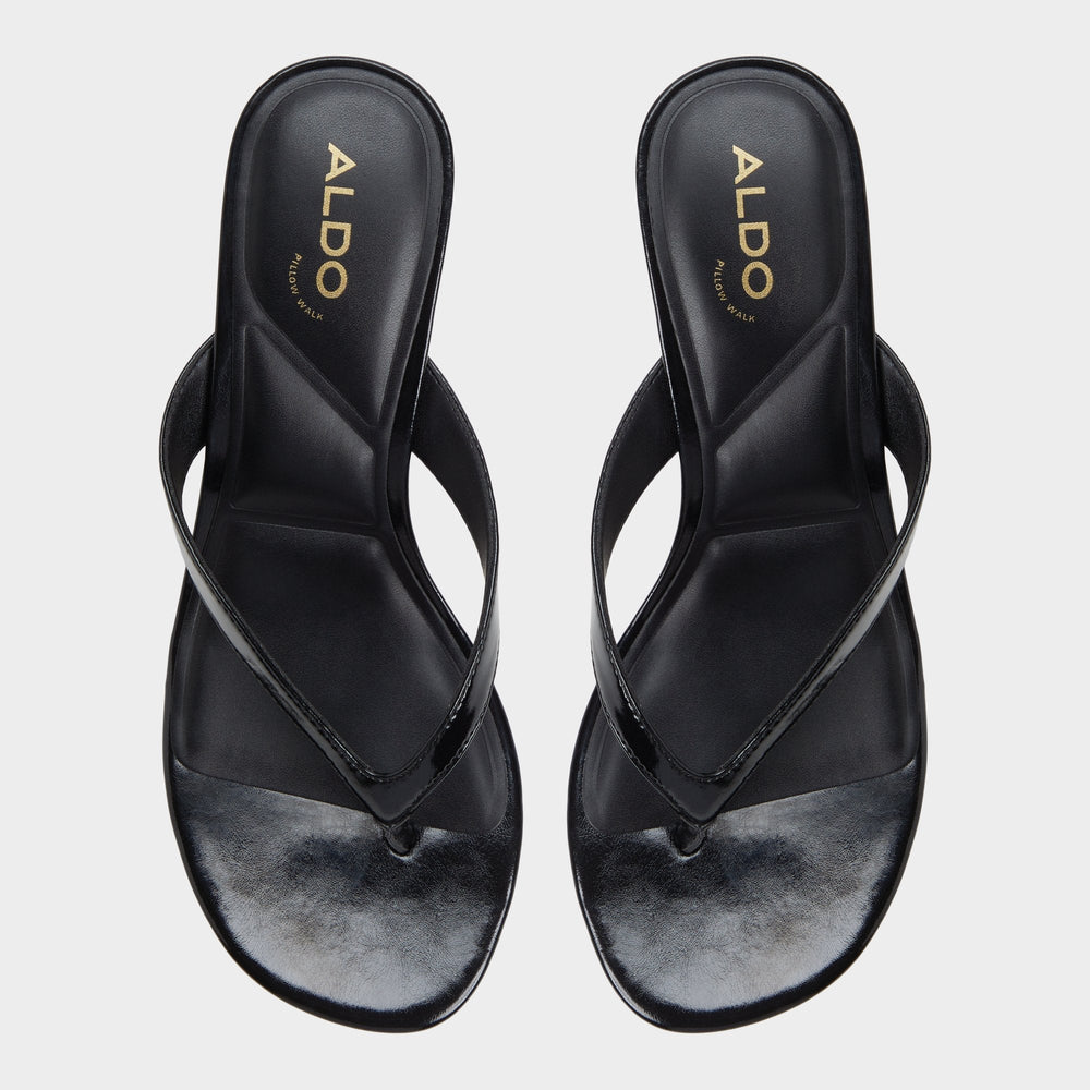 Jump Black Women's Strappy sandals - Heeled flip flop Kitten heel