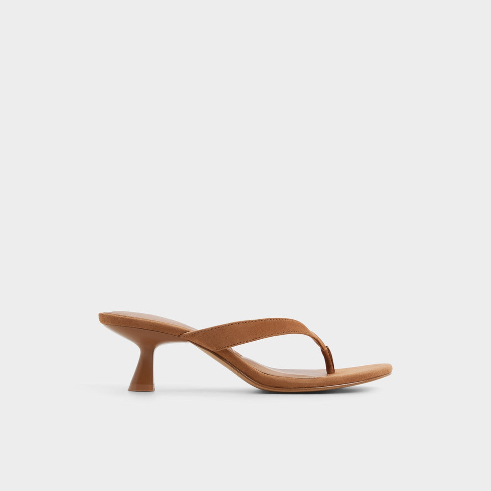 Kitten heel Jump in Medium Brown - Heeled flip flop