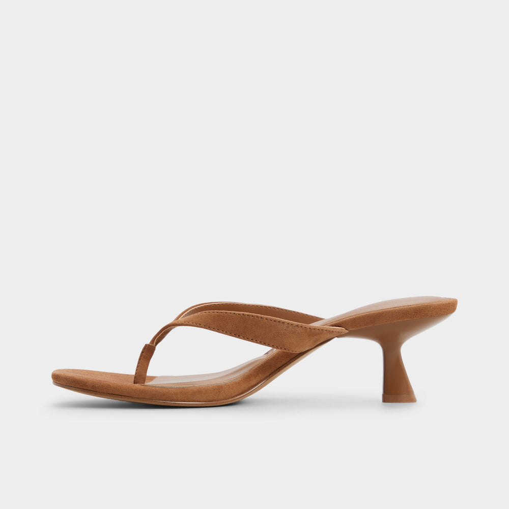 Kitten heel Jump in Medium Brown - Heeled flip flop