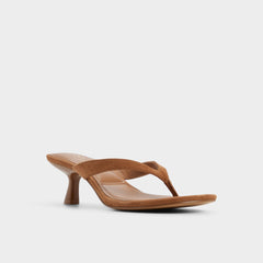 Kitten heel Jump in Medium Brown - Heeled flip flop