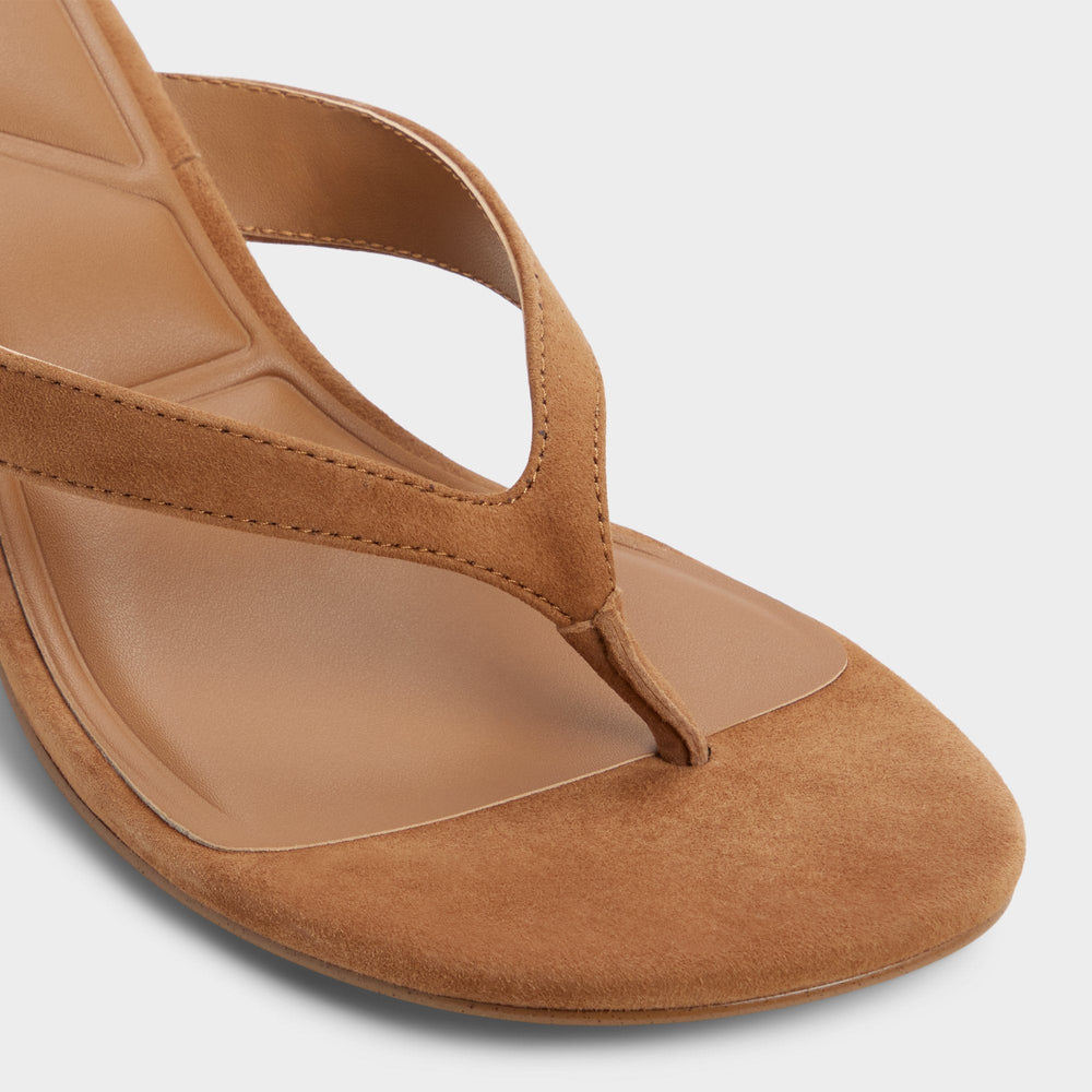 Kitten heel Jump in Medium Brown - Heeled flip flop