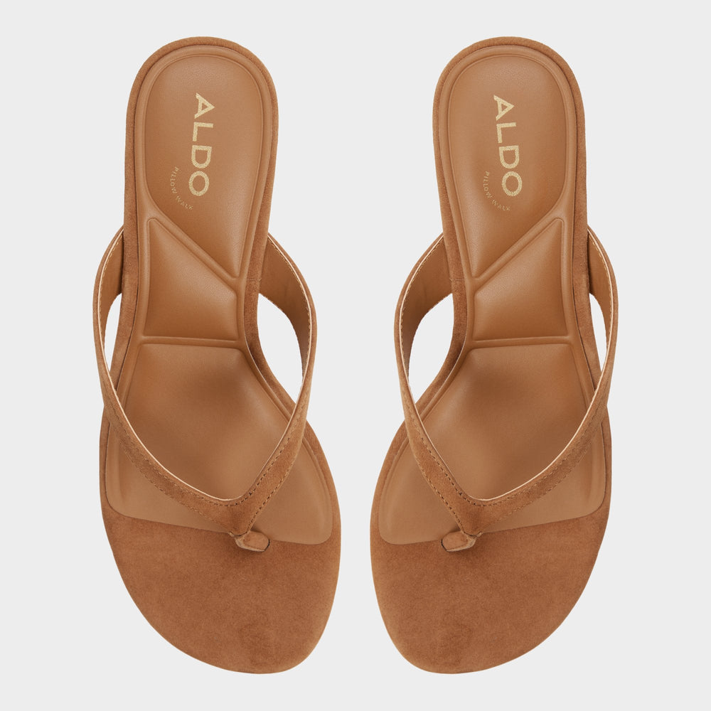 Kitten heel Jump in Medium Brown - Heeled flip flop