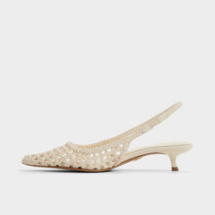 Violettia in Light Beige - Sling back high heel Kitten heel