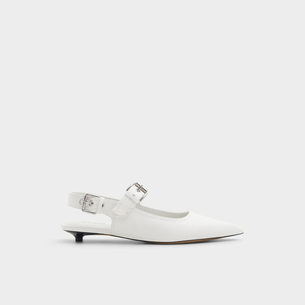 Kitten heel Kellya White Women's Slingbacks - Sling back high heel