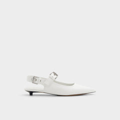 Kitten heel Kellya White Women's Slingbacks - Sling back high heel
