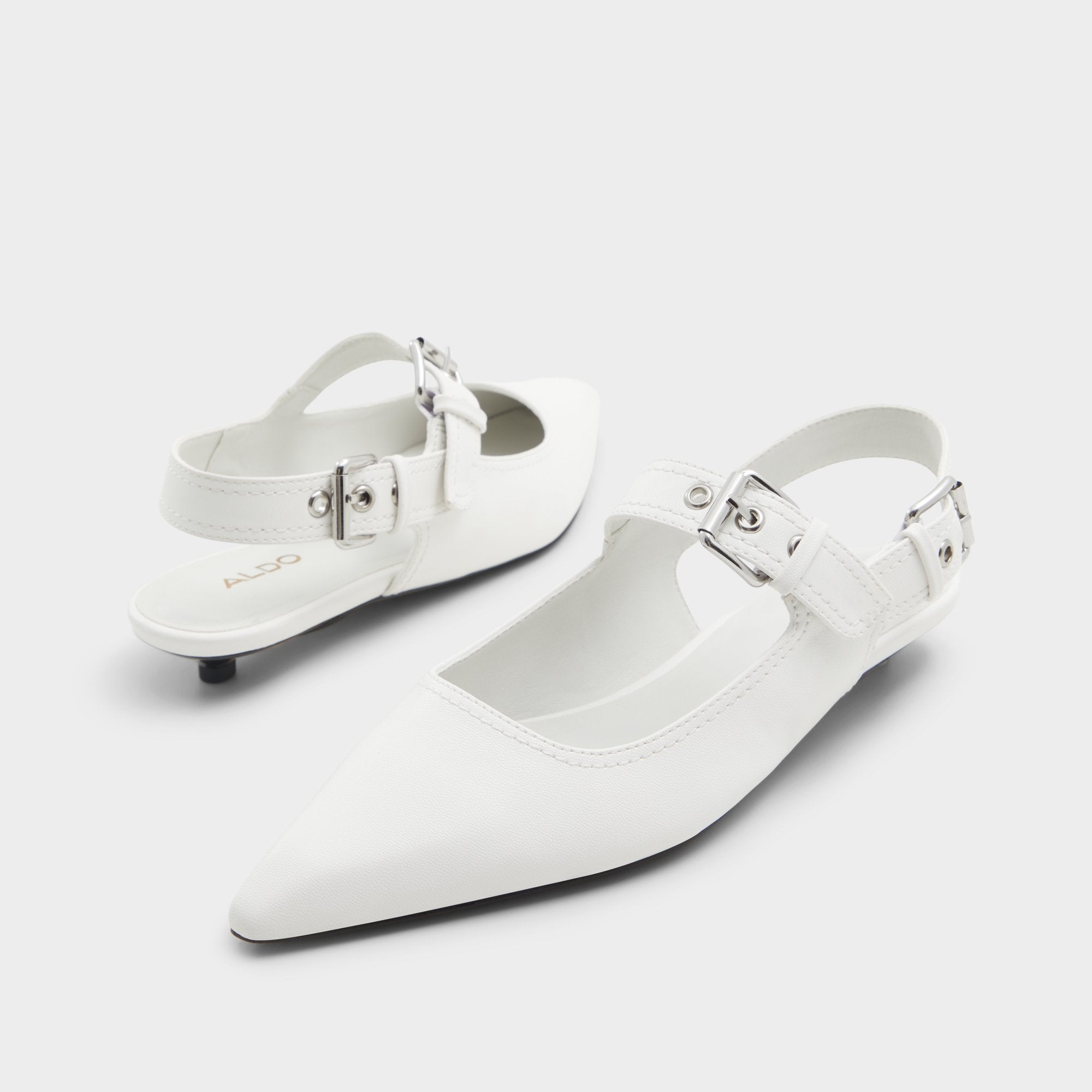 Kitten heel Kellya White Women's Slingbacks - Sling back high heel