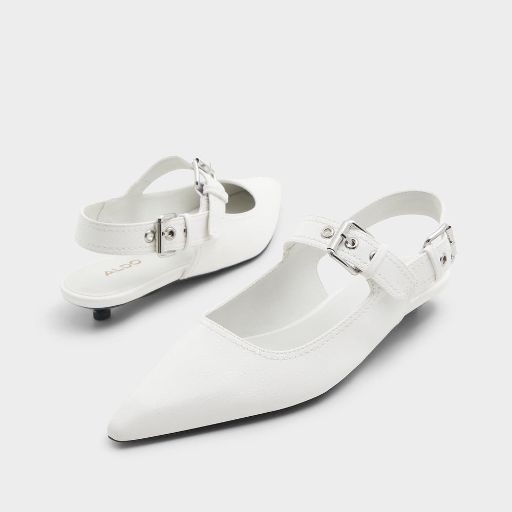 Kitten heel Kellya White Women's Slingbacks - Sling back high heel