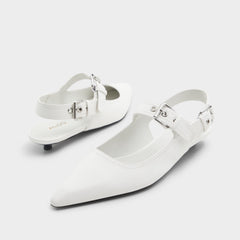 Kitten heel Kellya White Women's Slingbacks - Sling back high heel