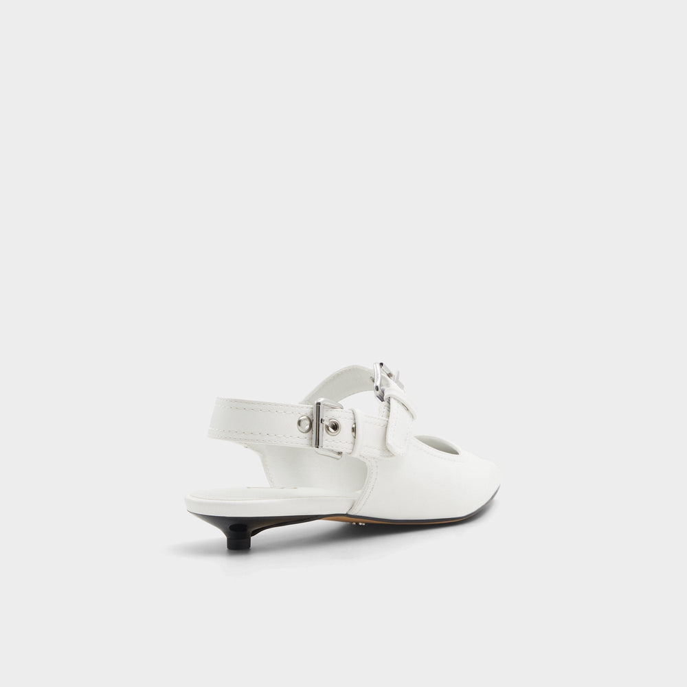 Kitten heel Kellya White Women's Slingbacks - Sling back high heel