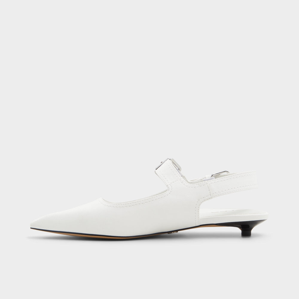 Kitten heel Kellya White Women's Slingbacks - Sling back high heel