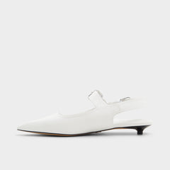 Kitten heel Kellya White Women's Slingbacks - Sling back high heel