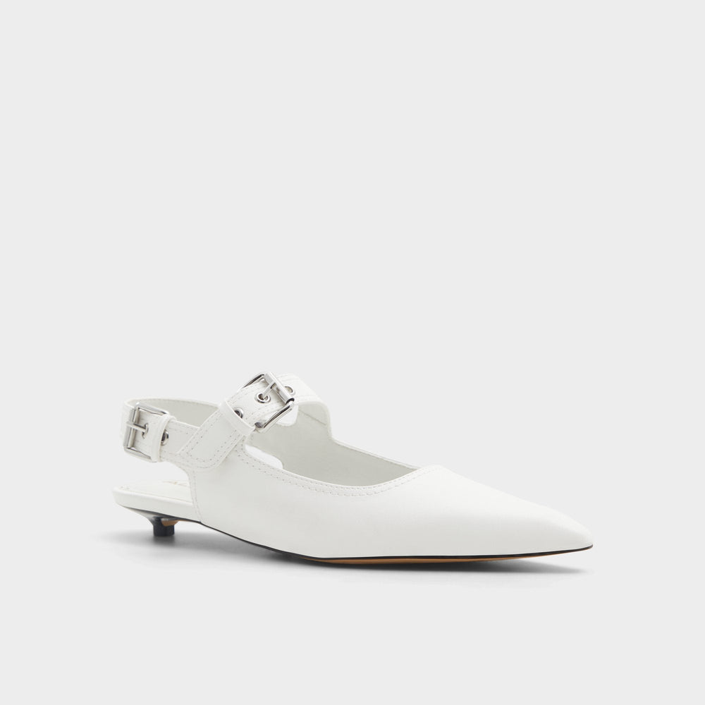 Kitten heel Kellya White Women's Slingbacks - Sling back high heel