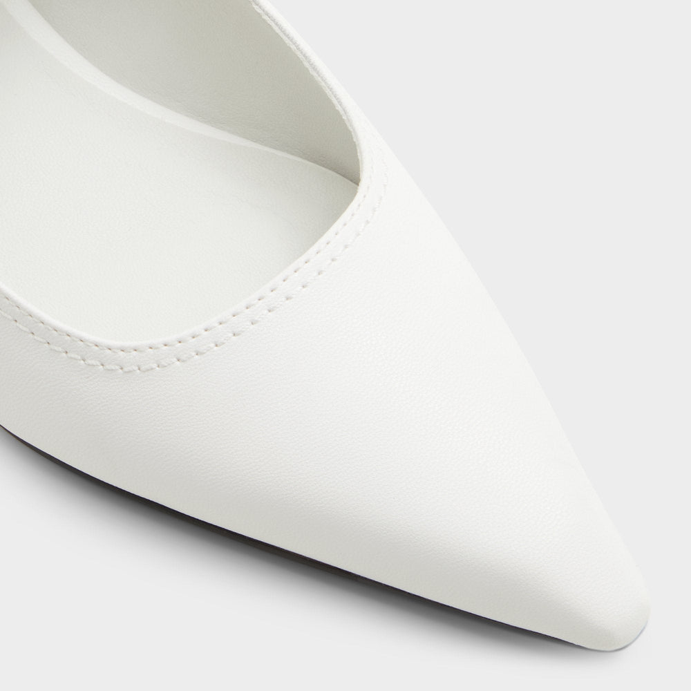 Kitten heel Kellya White Women's Slingbacks - Sling back high heel