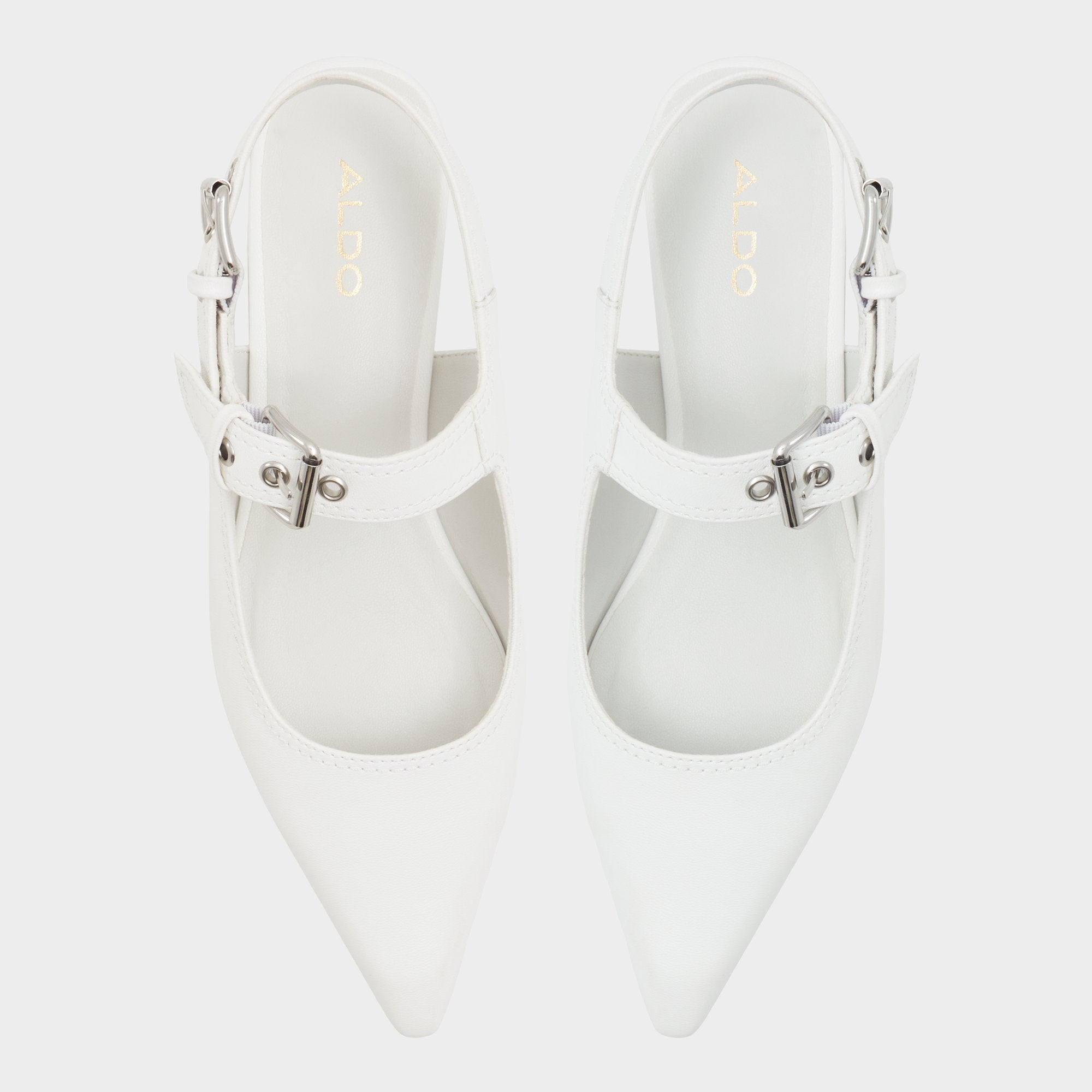 Kitten heel Kellya White Women's Slingbacks - Sling back high heel