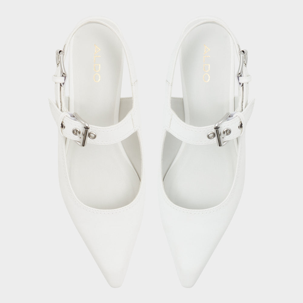 Kitten heel Kellya White Women's Slingbacks - Sling back high heel