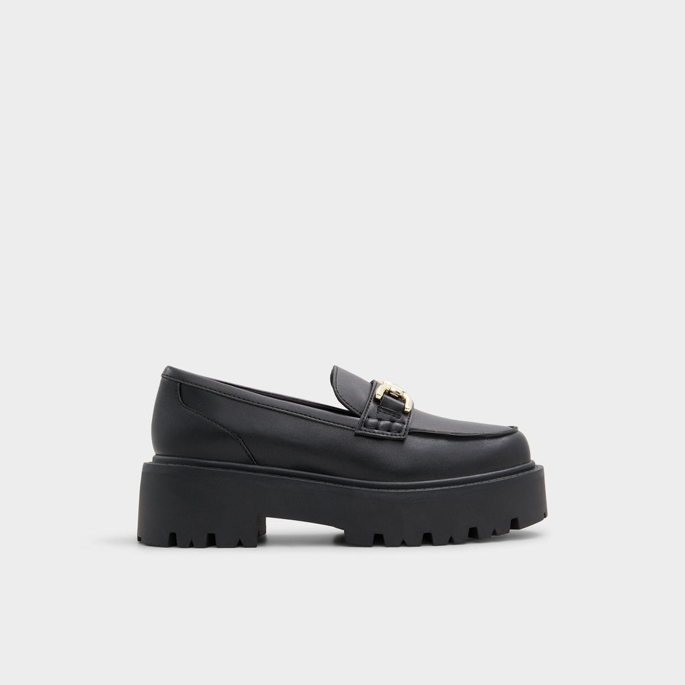 Oneameth Black Synthetic Smooth Women's Loafers & Oxfords - Loafer Lug sole