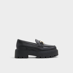 Oneameth Black Synthetic Smooth Women's Loafers & Oxfords - Loafer Lug sole