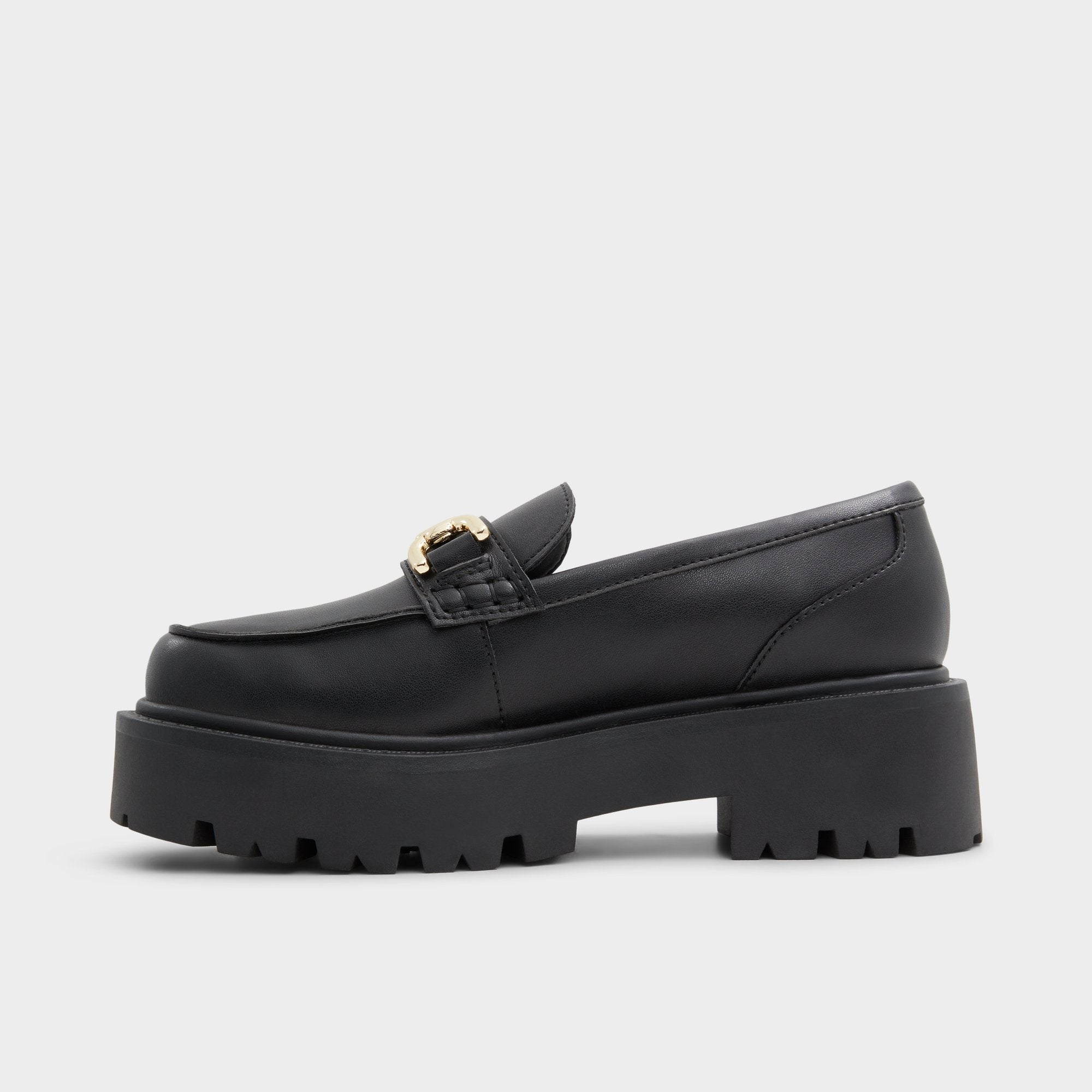 Oneameth Black Synthetic Smooth Women's Loafers & Oxfords - Loafer Lug sole