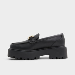 Oneameth Black Synthetic Smooth Women's Loafers & Oxfords - Loafer Lug sole