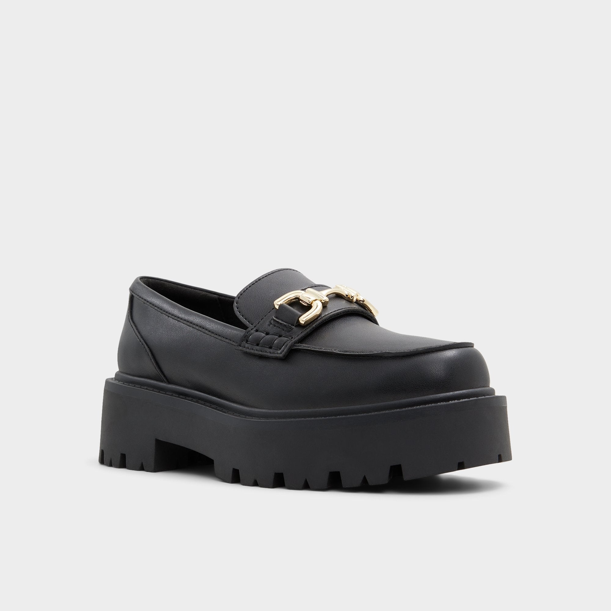 Oneameth Black Synthetic Smooth Women's Loafers & Oxfords - Loafer Lug sole