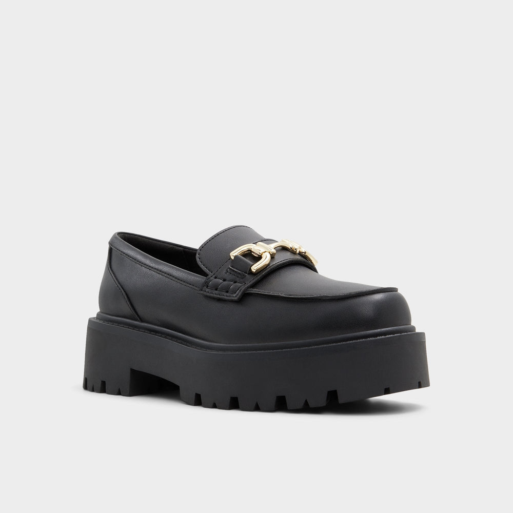 Oneameth Black Synthetic Smooth Women's Loafers & Oxfords - Loafer Lug sole