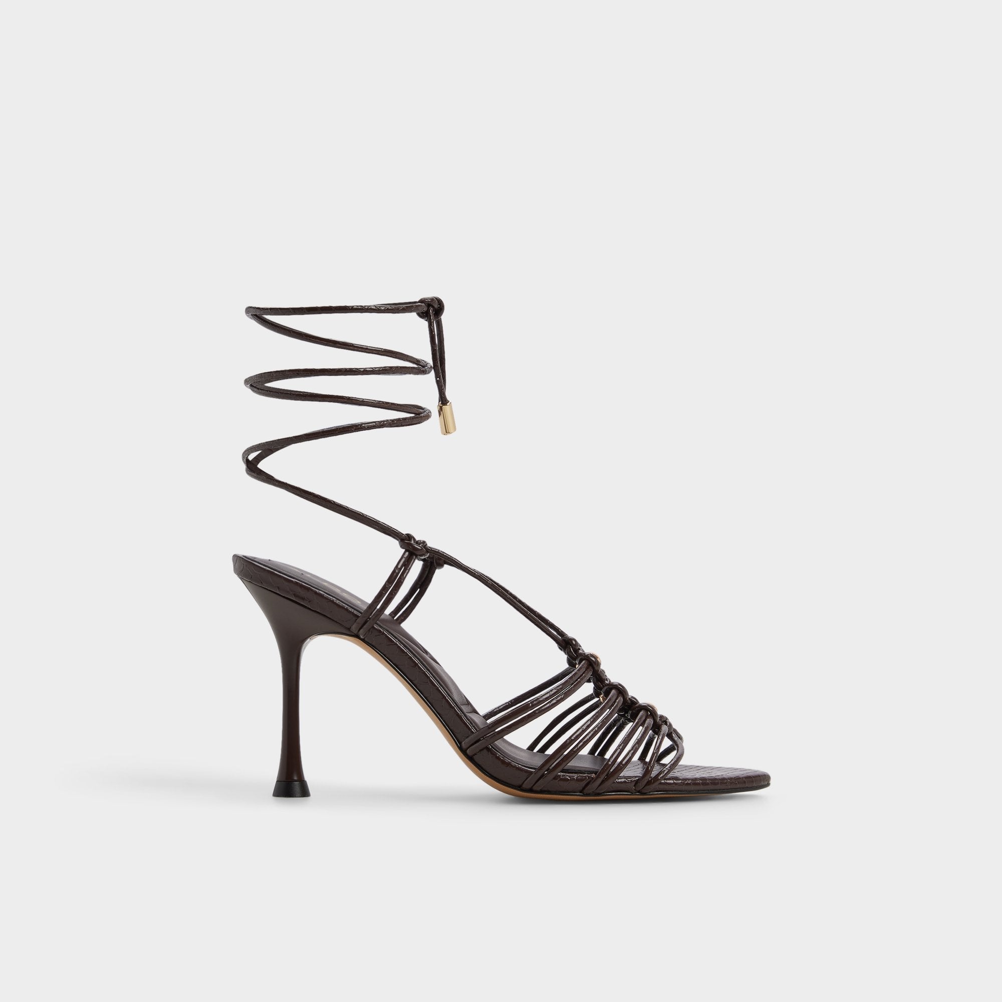 Stiletto heel Curacao in Dark Brown - Strappy heeled sandal
