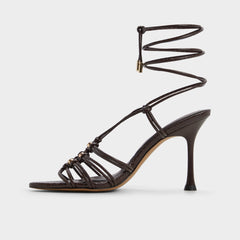 Stiletto heel Curacao in Dark Brown - Strappy heeled sandal