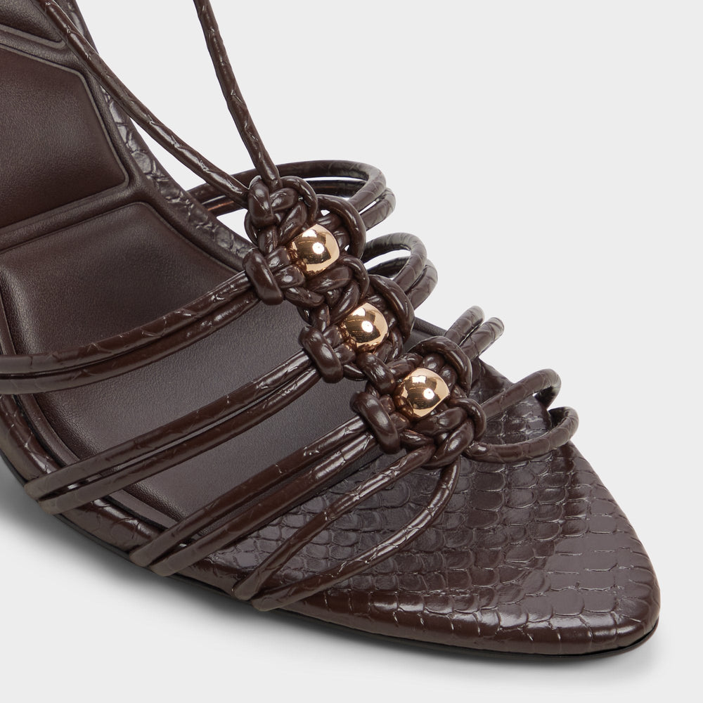 Stiletto heel Curacao in Dark Brown - Strappy heeled sandal