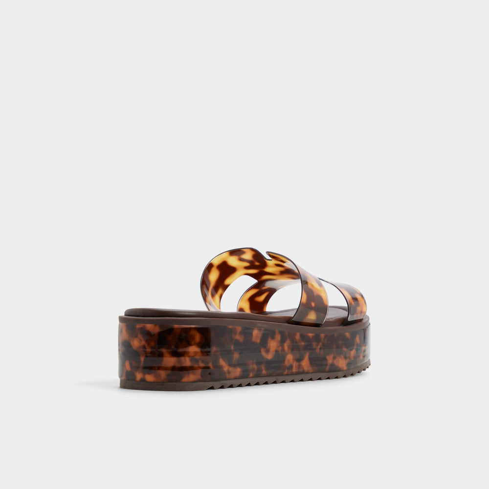 Anayelie in Open Brown - Slide sandal Platform