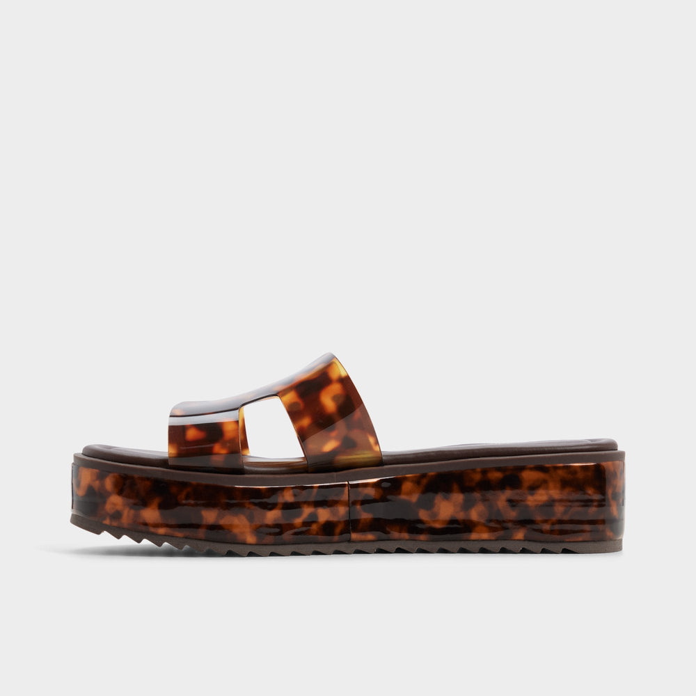Anayelie in Open Brown - Slide sandal Platform