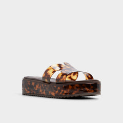 Anayelie in Open Brown - Slide sandal Platform