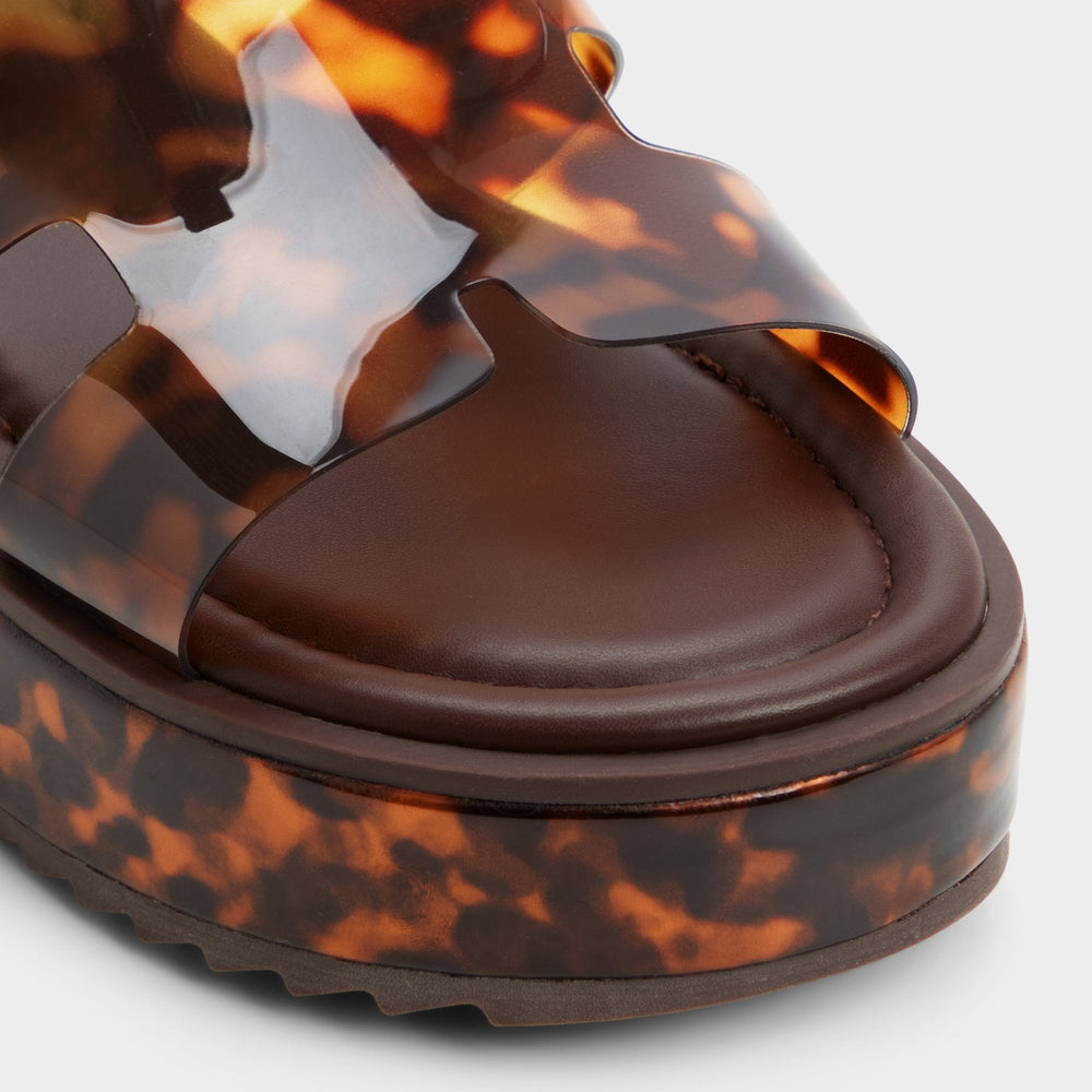 Anayelie in Open Brown - Slide sandal Platform