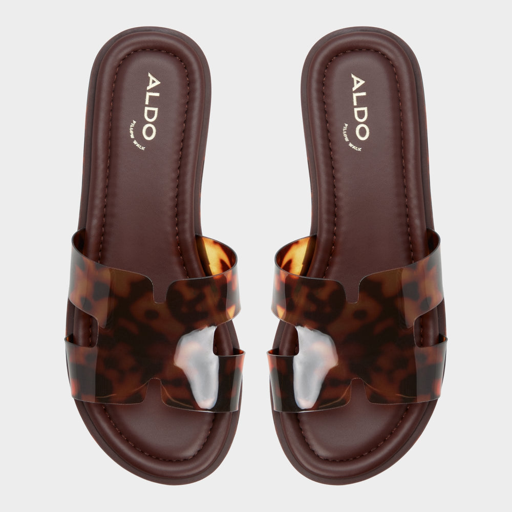 Anayelie in Open Brown - Slide sandal Platform