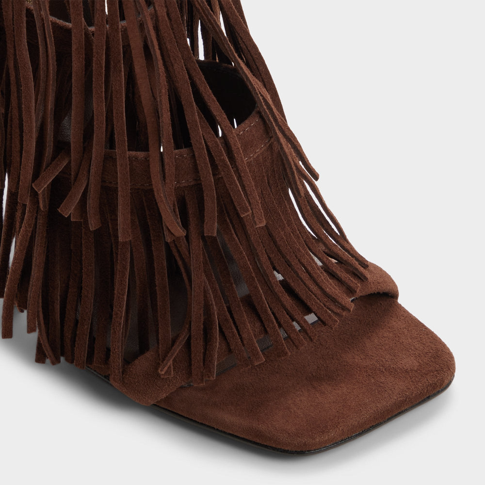 Nahana in Dark Brown - Strappy heeled sandal Stiletto heel
