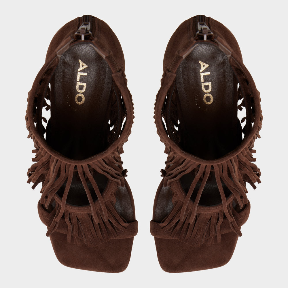 Nahana in Dark Brown - Strappy heeled sandal Stiletto heel