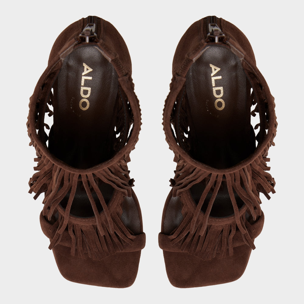 Nahana in Dark Brown - Strappy heeled sandal Stiletto heel