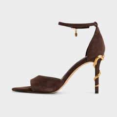 Medeza in Dark Brown - Strappy heeled sandal