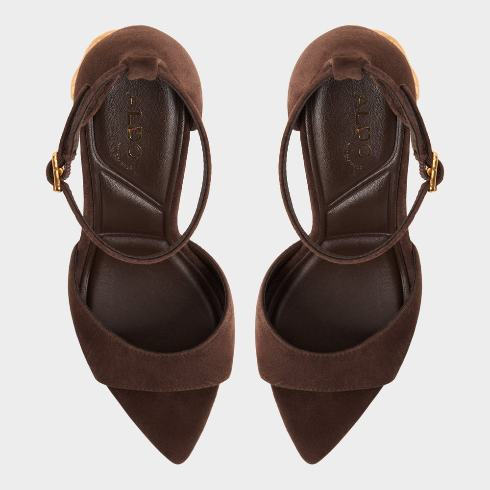 Medeza in Dark Brown - Strappy heeled sandal