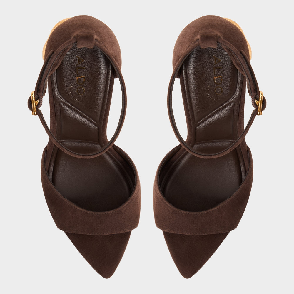 Medeza in Dark Brown - Strappy heeled sandal