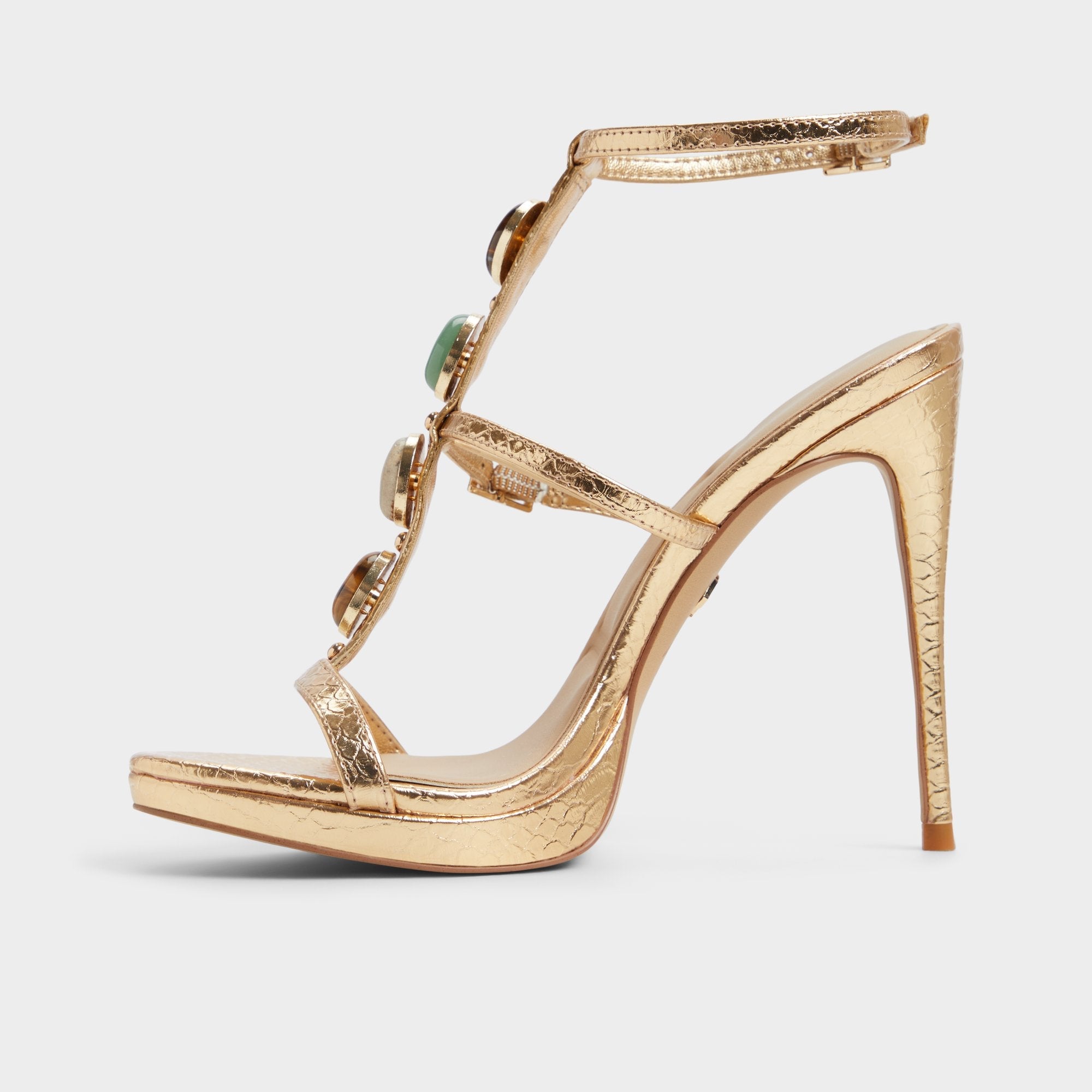 Opalia Gold Women's Strappy sandals - Strappy heeled sandal Platform