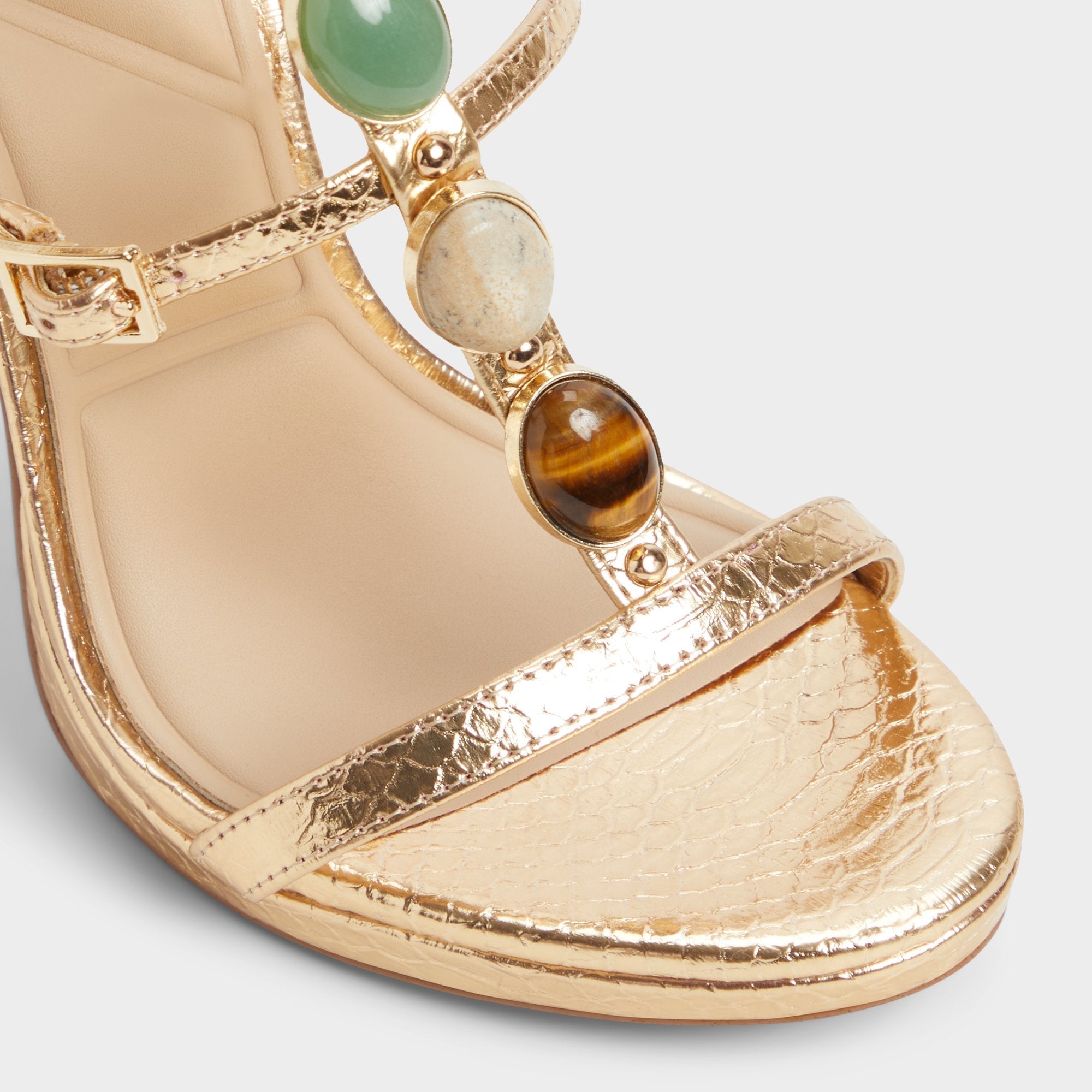 Opalia Gold Women's Strappy sandals - Strappy heeled sandal Platform