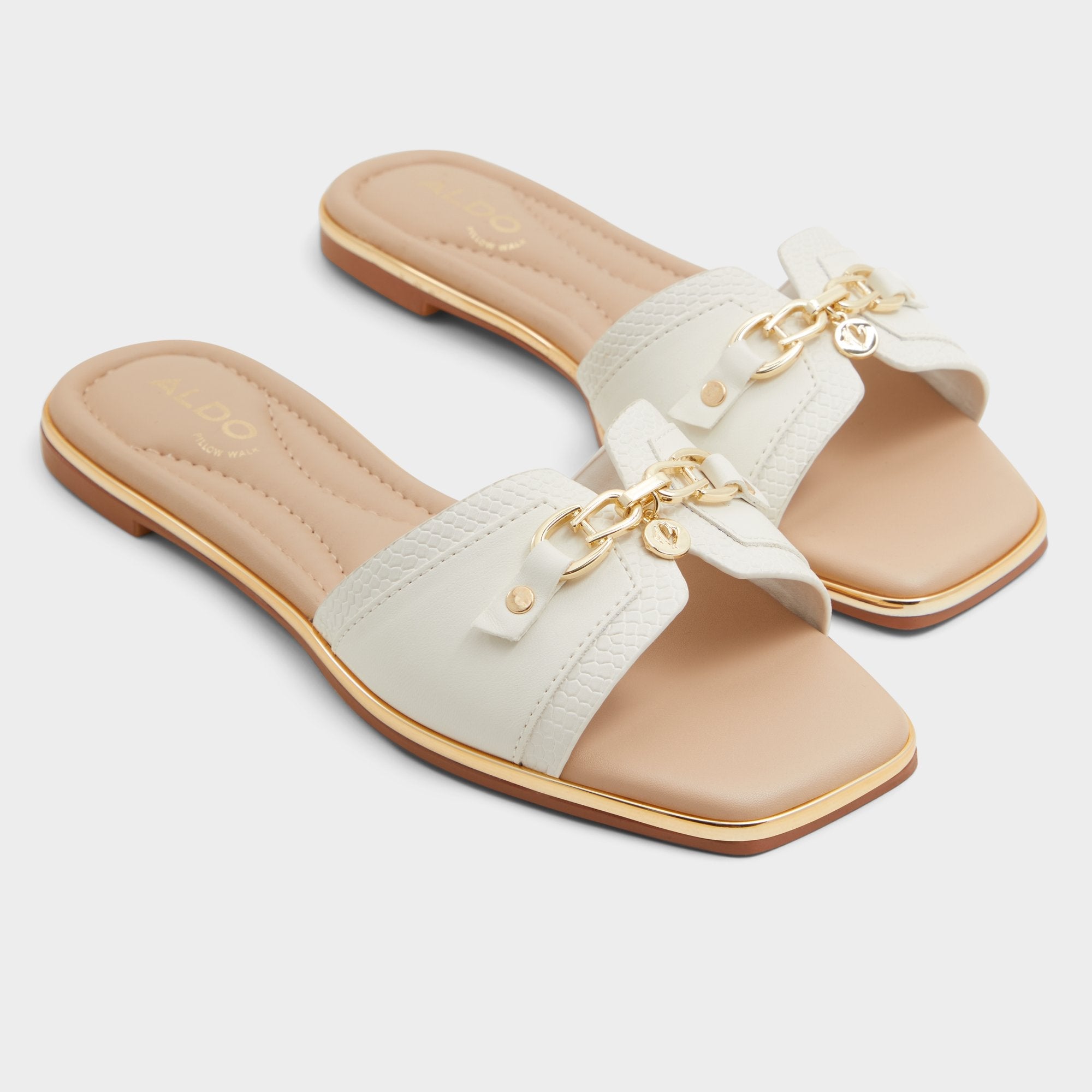 Alamassi Open White Women's Flats - Slide sandal